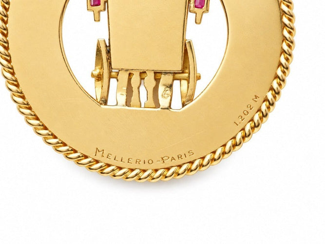 Pendentif Mellerio Paris - Pendentif ancien en or jaune 18 carats, fiacre, 33 mm 58 Facettes 33887