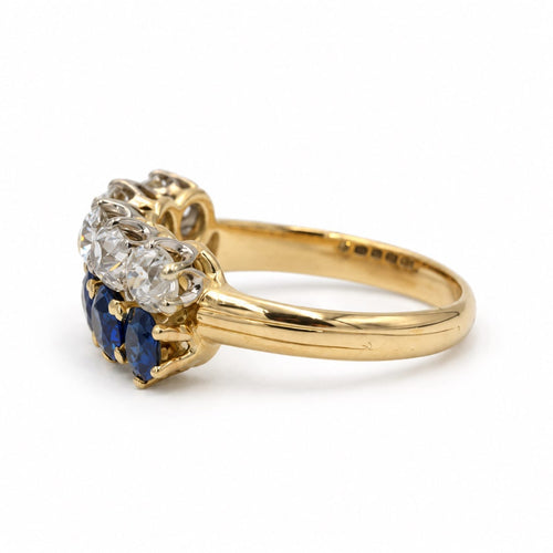 Bague 52 Double demi-alliance - Or jaune et blanc 750‰, diamants et saphirs 58 Facettes 260247R