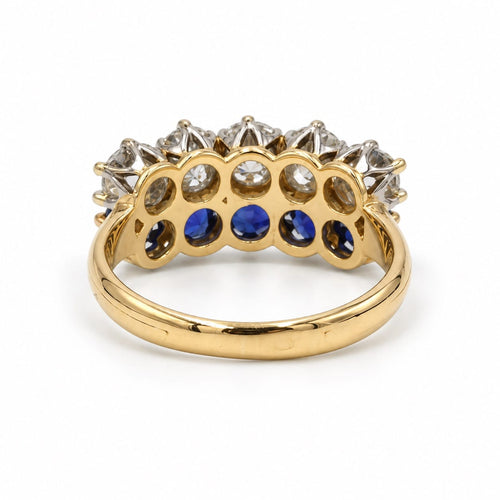 Bague 52 Double demi-alliance - Or jaune et blanc 750‰, diamants et saphirs 58 Facettes 260247R