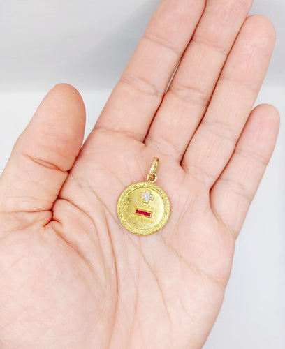 Pendentif Augis - Pendentif médaille d’amour 23 mm en or 18k, diamant et rubis 58 Facettes A07925