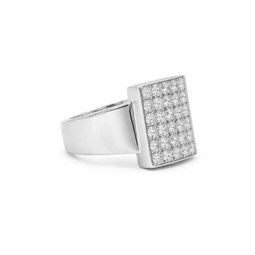 Bague 54 Bague pavée de diamants en or blanc, 1,44 ct 58 Facettes 1.0001726/7
