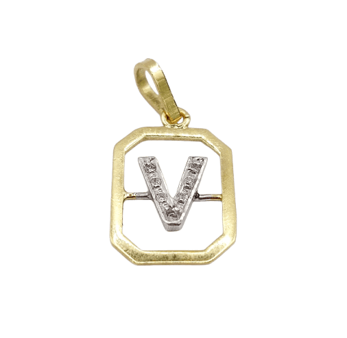 Pendentif Pendentif vintage en or 18k, lettre V et petits diamants 58 Facettes A07938