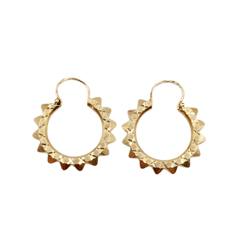 Boucles d'oreilles Créoles vintage en or rose 18k à motifs géométriques ciselés 58 Facettes A07942