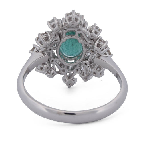 Bague 54 Bague en or blanc 18 kt, émeraude et diamants 58 Facettes AN732 (0479)