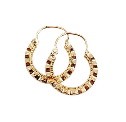 Boucles d'oreilles Créoles vintage en or rose 18k à motifs géométriques 58 Facettes A07944
