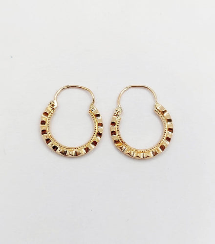 Boucles d'oreilles Créoles vintage en or rose 18k à motifs géométriques 58 Facettes A07944