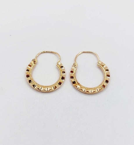 Boucles d'oreilles Créoles vintage en or rose 18k à motifs géométriques 58 Facettes A07944