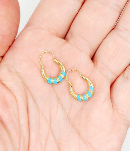 Boucles d'oreilles Créoles en or 18k et émail bleu, vers 1920 58 Facettes A07945