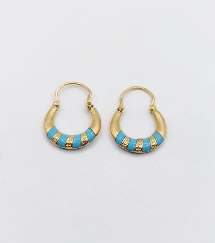 Boucles d'oreilles Créoles en or 18k et émail bleu, vers 1920 58 Facettes A07945