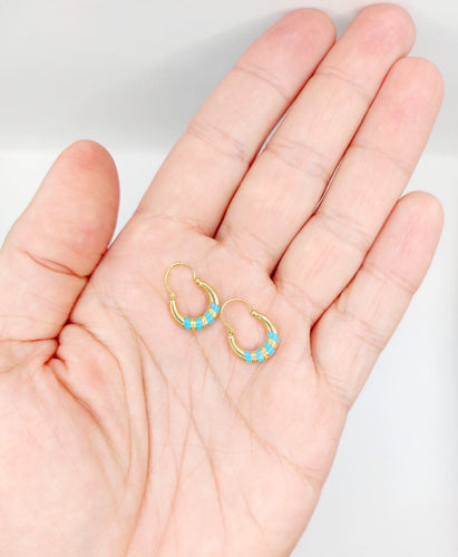Boucles d'oreilles Créoles en or 18k et émail bleu, vers 1920 58 Facettes A07945