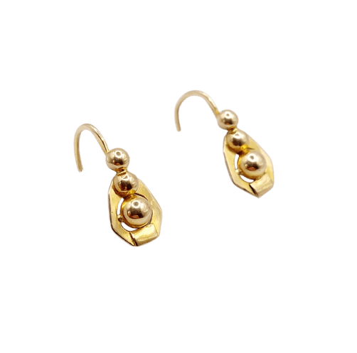 Boucles d'oreilles Boucles d’oreilles dormeuses anciennes en or 18k, décor géométrique, vers 1920 58 Facettes A07947