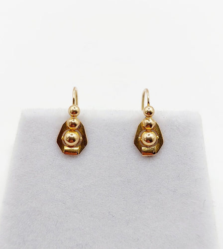 Boucles d'oreilles Boucles d’oreilles dormeuses anciennes en or 18k, décor géométrique, vers 1920 58 Facettes A07947
