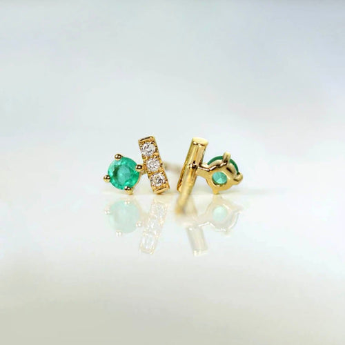 Boucles d'oreilles T for Tulip - Boucles d’oreilles en or 18k, émeraudes et diamants 58 Facettes GER1015GN