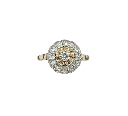Bague 61 Bague fleur ancienne en or 18k sertie de diamants 58 Facettes NIC/3/62/00/B