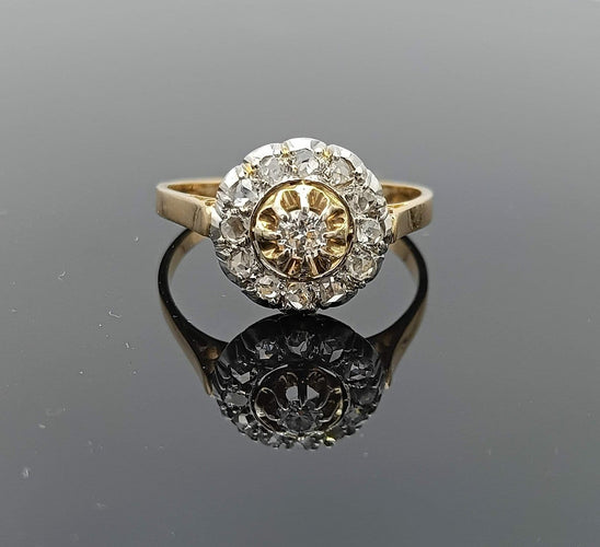 Bague 61 Bague fleur ancienne en or 18k sertie de diamants 58 Facettes NIC/3/62/00/B