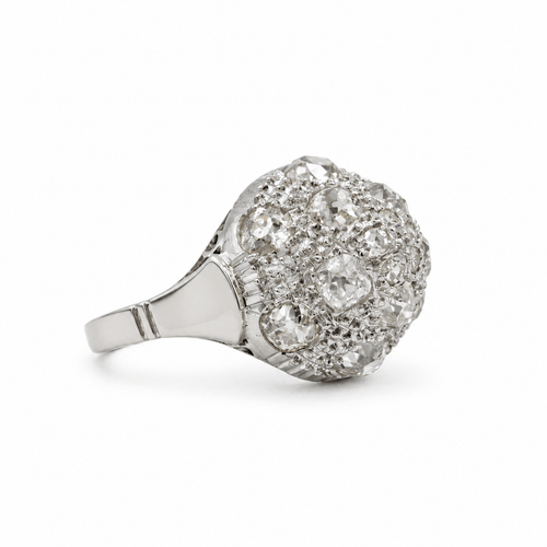 Bague 56 Art déco - Bague en or blanc 18 carats, platine et diamants 58 Facettes 1.0001717/1