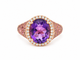 Bague 53 Bague cocktail en or rose 18 carats, améthyste, diamants et tourmalines roses 58 Facettes 33881