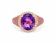 Bague 53 Bague cocktail en or rose 18 carats, améthyste, diamants et tourmalines roses 58 Facettes 33881