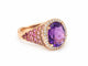 Bague 53 Bague cocktail en or rose 18 carats, améthyste, diamants et tourmalines roses 58 Facettes 33881