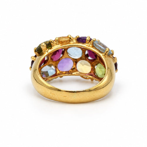 Bague 57 Bague cocktail bombée en or jaune 750‰, pierres de couleur 58 Facettes 260292R