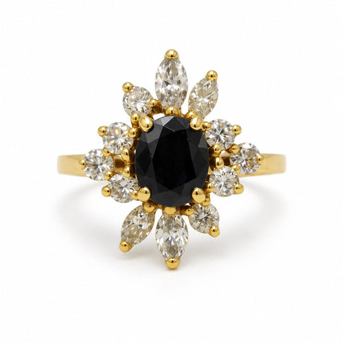 Bague 48 Bague Marguerite en or jaune 750‰, saphir et diamants 58 Facettes 260290R