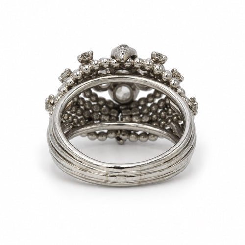 Bague 57 Bague dôme en platine et diamants 58 Facettes 260287R