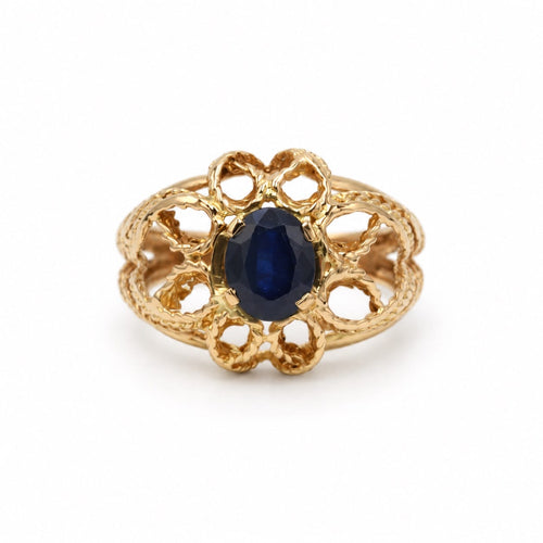 Bague 54 Bague bombée ajourée et filigranée en or rose 750‰, saphir ovale 58 Facettes 260284R
