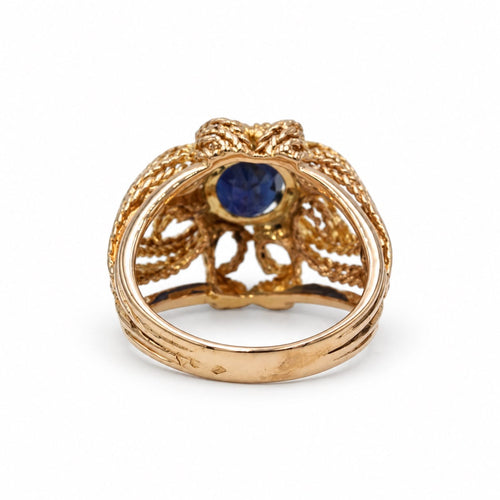 Bague 54 Bague bombée ajourée et filigranée en or rose 750‰, saphir ovale 58 Facettes 260284R