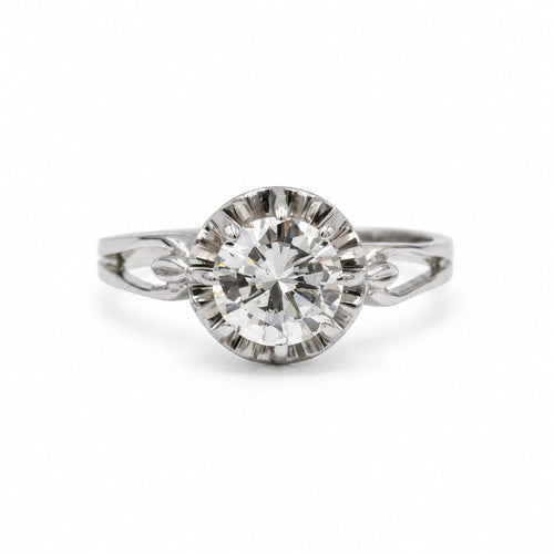Bague 56 Solitaire - Bague en or blanc 750‰ et platine 950‰ avec diamant 58 Facettes 260281R