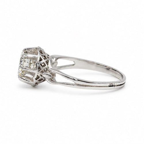 Bague 56 Solitaire - Bague en or blanc 750‰ et platine 950‰ avec diamant 58 Facettes 260281R