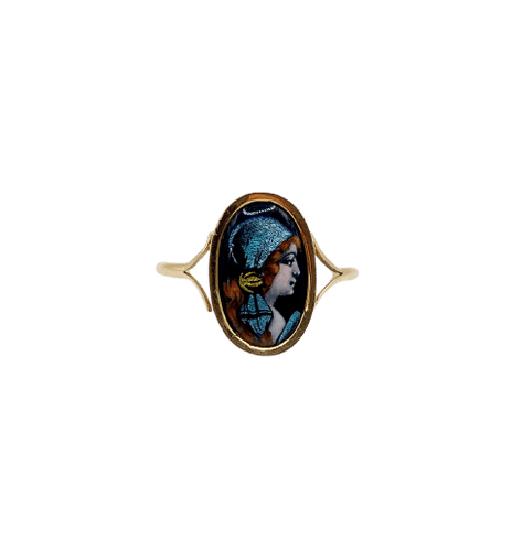 Bague 58 Art nouveau de Limoges - Bague en or 18k à plaque émaillée, vers 1910 58 Facettes A07962
