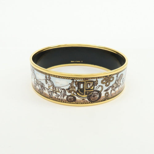 Bracelet Hermès - Bracelet jonc Calèche en émail multicolore plaqué or 58 Facettes grkf4ur8k2