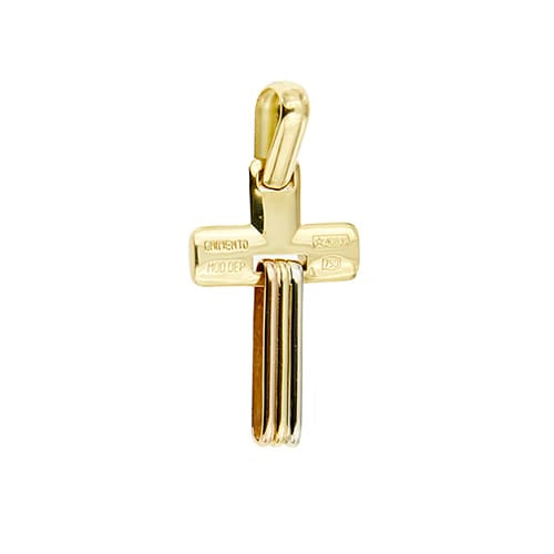 Pendentif Chimento - Pendentif croix en or jaune, rose et blanc 18 ct 58 Facettes 35421
