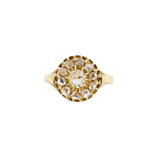Bague 54 Bague fleur vintage en or jaune 18 carats et diamants 0,65 ct 58 Facettes 36479