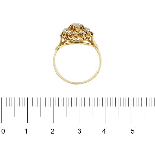Bague 54 Bague fleur vintage en or jaune 18 carats et diamants 0,65 ct 58 Facettes 36479