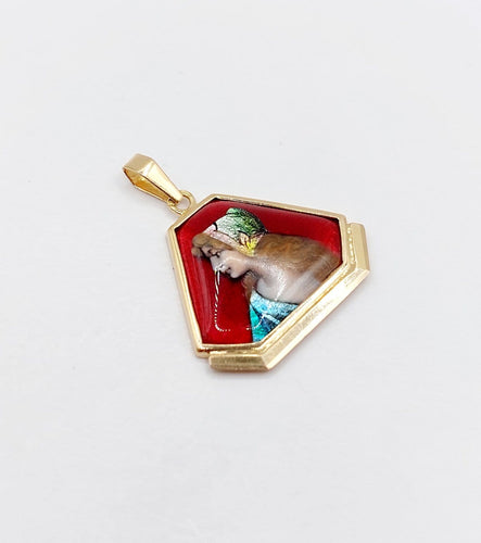 Pendentif Pendentif Art déco de Limoges en or rose 18k, plaque émaillée 58 Facettes A07964