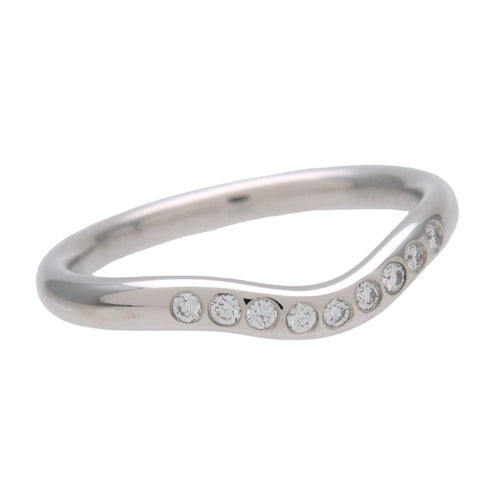 Bague 50 Tiffany & Co. Elsa Peretti - Alliance courbe en platine avec diamants 58 Facettes yek90n9k77
