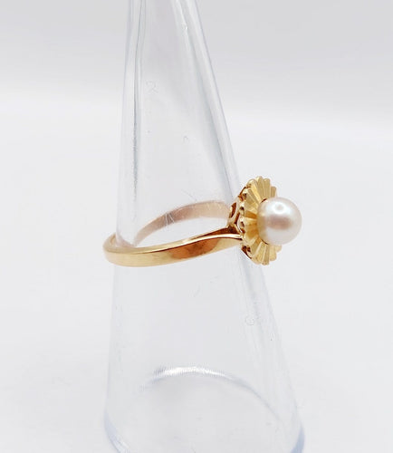 Bague 51.5 Bague Art déco en or rose 18k avec perle, monture stylisée (vers 1960) 58 Facettes A07966