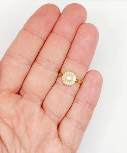 Bague 51.5 Bague Art déco en or rose 18k avec perle, monture stylisée (vers 1960) 58 Facettes A07966