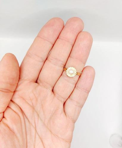 Bague 51.5 Bague Art déco en or rose 18k avec perle, monture stylisée (vers 1960) 58 Facettes A07966