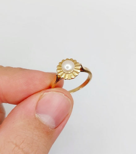 Bague 51.5 Bague Art déco en or rose 18k avec perle, monture stylisée (vers 1960) 58 Facettes A07966
