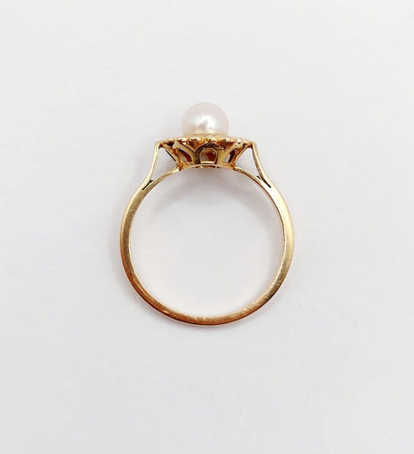 Bague 51.5 Bague Art déco en or rose 18k avec perle, monture stylisée (vers 1960) 58 Facettes A07966