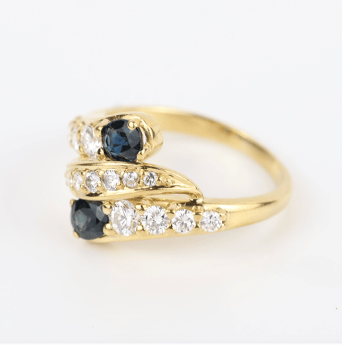 Bague 55 Bague vintage en or jaune 18K, saphirs et diamants – 0,95 ct 58 Facettes 131144