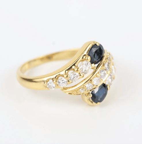 Bague 55 Bague vintage en or jaune 18K, saphirs et diamants – 0,95 ct 58 Facettes 131144