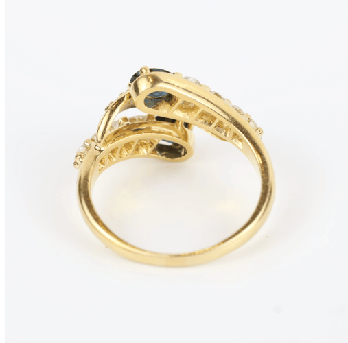 Bague 55 Bague vintage en or jaune 18K, saphirs et diamants – 0,95 ct 58 Facettes 131144