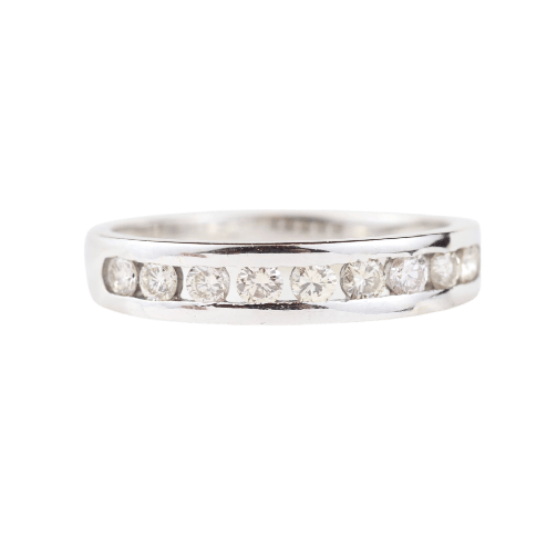Bague 56 Demi-alliance en or blanc 18K et diamants, 0,45 ct 58 Facettes 130023