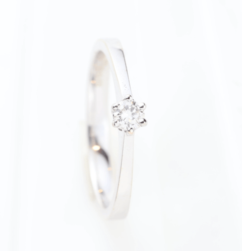 Bague 55 Bague solitaire en or blanc 18k, diamant naturel de 0,12 ct 58 Facettes 130022