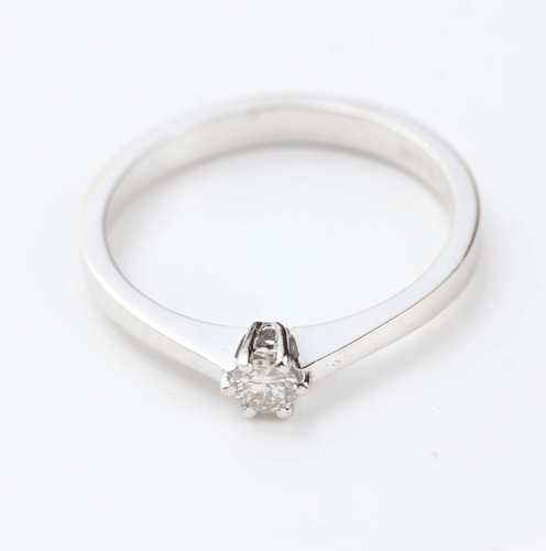Bague 55 Bague solitaire en or blanc 18k, diamant naturel de 0,12 ct 58 Facettes 130022