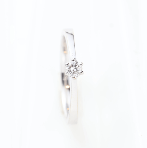Bague 55 Bague solitaire en or blanc 18k, diamant naturel de 0,12 ct 58 Facettes 130022