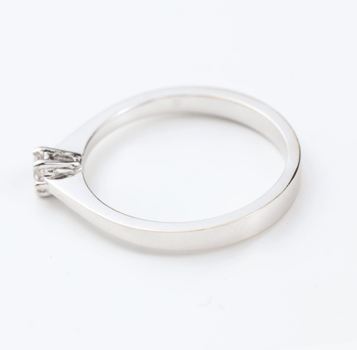 Bague 55 Bague solitaire en or blanc 18k, diamant naturel de 0,12 ct 58 Facettes 130022